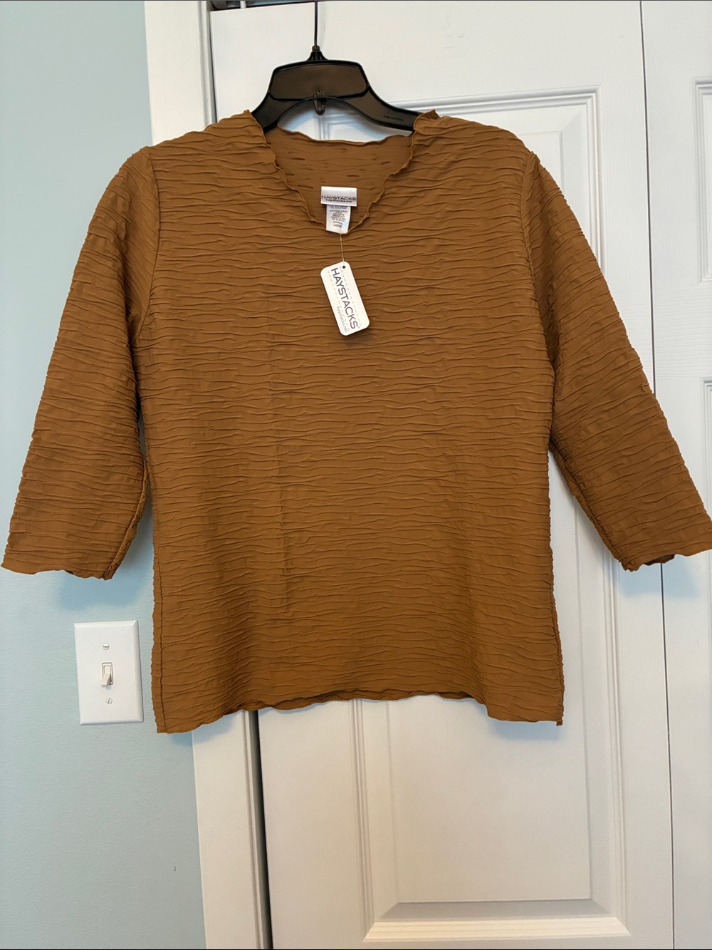 NWT brown ruched v-neck blouse